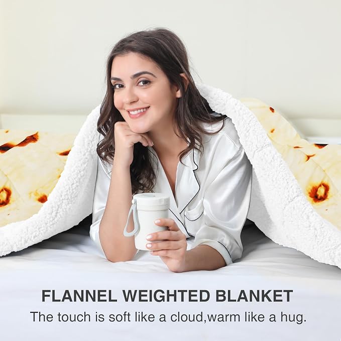 Aemicion Weighted Blankets for Adults,Queen Size Weighted Blanket 20lbs 60x80in,Soft Sherpa Fleece Washable Weighted Blanket as Gifts for Women Men Mon-Burritos