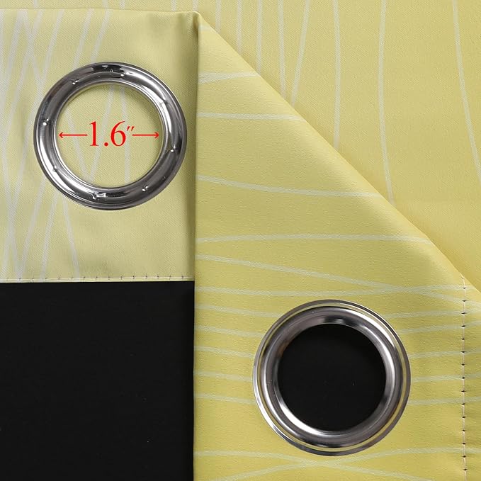 Black and Yellow Ombre Blackout Curtains 84 Inches Long | Room Darkening Curtains for Living Room,Energy Saving,Thermal Insulated,Gradient Grommet Drapes for Bedroom,42Wx84L,2 Panels