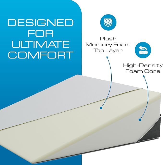 Kolbs Extra Wide Bed Wedge Pillow for Sleep Apnea, More Room - More Comfort | with Chic Jacquard Cover - Headboard Wedges for Sleeping (Extra Wide 7.5" Height)