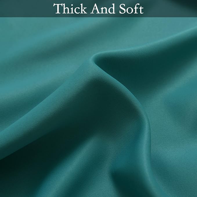 SimpleHome Teal to Grey White Ombre Room Darkening Curtains 63 Inch | Curtains for Living Room,Light Blocking Thick Thermal Insulated Grommet Window Curtains Drapes for Bedroom, 2 Panels,52Wx63L