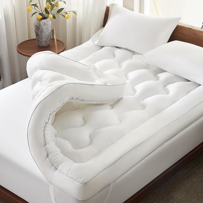 4 Inch Memory Foam Mattress Topper Back Pain Relief Queen Size | High-Density Breathable Bed Topper for Pressure Relief,Extra Thick Soft Supportive Mattress Pad 80x60x4 Inch