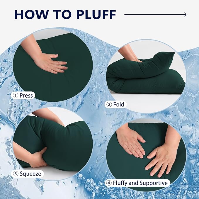 DOWNCOOL Large Body Pillow Insert with Cooling Cover - Soft Long Bed Pillow for Summer - Breathable Full Body Pillow for Adults - 20x54 inch (Green, with Cover)