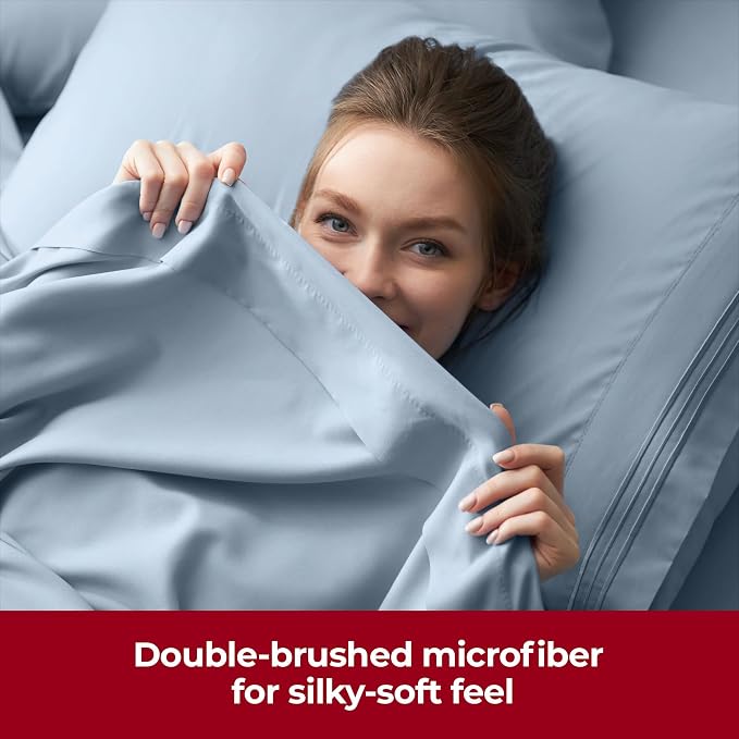 Mellanni Iconic 4-Piece, Ultra Soft Sheet Set (Queen, Blue Hydrangea) | 10M+ Sleepers. Lab-tested: Sleeps Cool, Stays Bright, Strong, Smooth. Good Housekeeping Best Bedding, 7 yrs running.