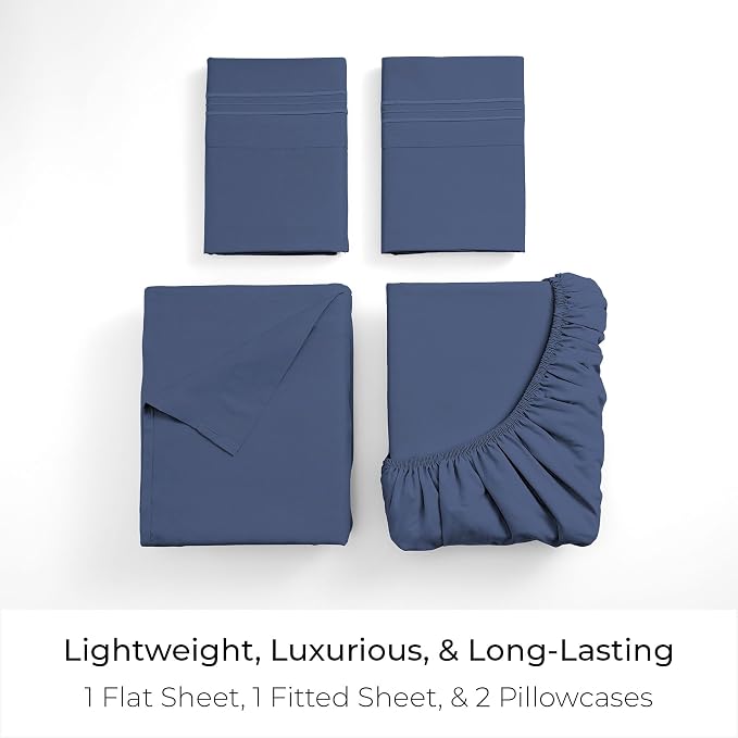 Mellanni Iconic 4-Piece, Ultra Soft Sheet Set (California King, Blue Nova) | 10M+ Sleepers. Lab-tested: Sleeps Cool, Stays Bright, Strong, Smooth. Good Housekeeping Best Bedding, 7 yrs running.
