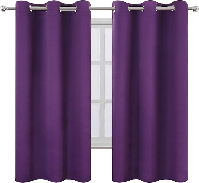 Purple Blackout Curtains/42 x 63 Inch/Set of Two Panels Grommet Bedroom Curtains