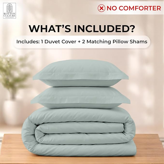 Custom Duvet Cover 100% Egyptian Cotton 600 Thread Count Ultra Soft Breathable Durable Customizable Comforter Cover(Desired Dimensions) Zipper Closure & 7Internal Ties Aqua Green