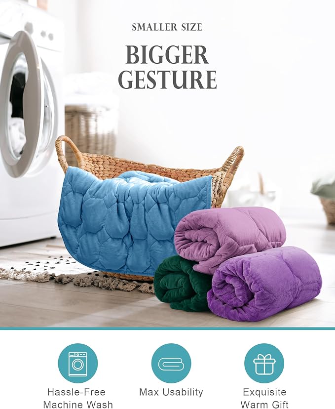Cottonblue Small Weighted Lap Blanket 7lbs for Adults Teens 24"x29", Cozy | Soft Crystal Velvet Weighted Blanket Pad, Washable Portable Mini Travel Blankets for Relaxation All Season Use, Light Purple