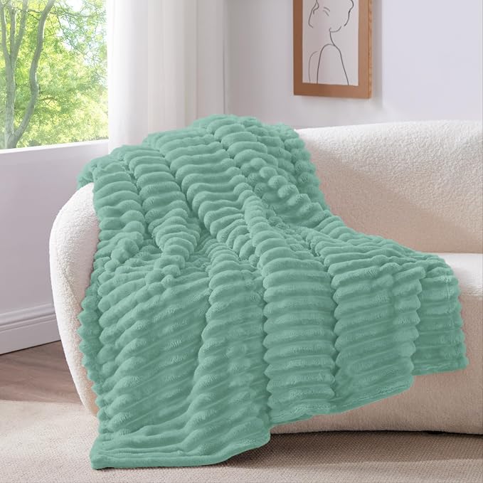 BEDELITE Ribbed Fleece Throw Blanket for Couch, Seafoam, 50"x60" | Ultra-Soft Plush Fleece, Cozy, Warm Yet Lightweight, Ribbed Texture, Home Decor, Machine Washable, Giftable, All-Season Use