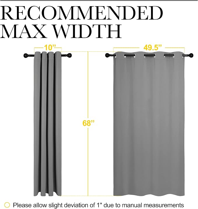 NICETOWN Silver Grey Blackout Curtain Panels for Bedroom, Thermal Insulated Grommet Top Blackout Draperies and Drapes for Basement (2 Panels, W55 x L68-inch) | Thermal Insulated Grommet Top Draperies Drapes for Basement Living Room Kitchen, Light Block...