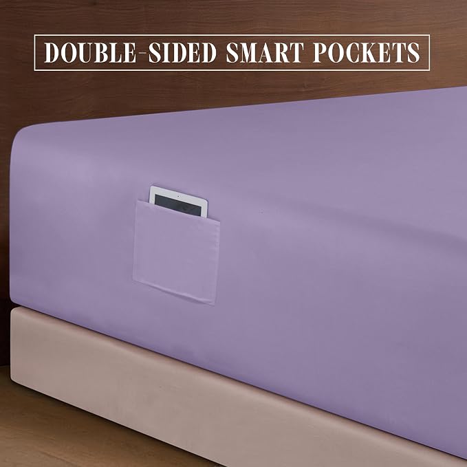 Elegant Comfort Luxurious 1500 Premium Hotel Quality Microfiber 4-Piece Sheet Set, 18-24 Inches Deep - Extra Deep Pocket Sheets - Ultra Soft 4PC Deep Pocket Sheets, King, Lavender