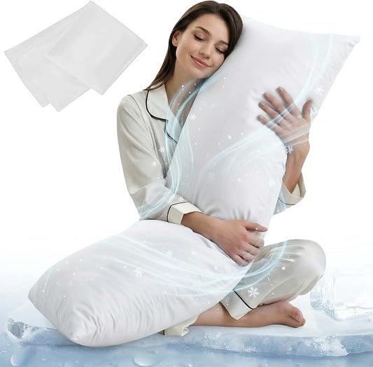 ELNIDO QUEEN Cooling Body Pillow Insert with Cover – Breathable Long Body Pillow for Side Sleepers, Soft Support Bed Pillow for Adults, 20x54 Inches White