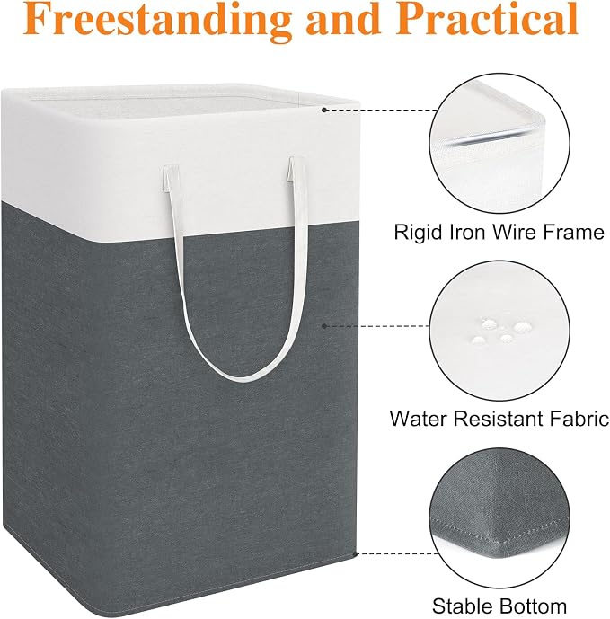 TasticTotes Laundry Basket 3 Pack, Laundry Hamper, 88L-Grey | Clothes Laundry Hamper, Collapsible Laundry Basket, Freestanding laundry hamper with Handles for Home or Dorm