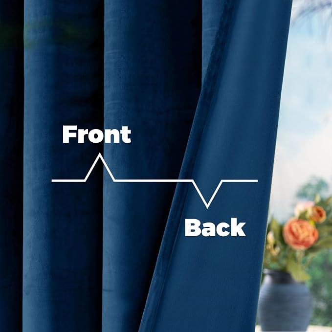 BGment Dark Blue Velvet Curtains for Living Room 52 x 84 Inches 2 Panels | Energy Saving, Super Soft, Thick, Thermal Insulated, Blackout, Room Darkening Drapes for Bedroom, Back Tab Rod Pocket