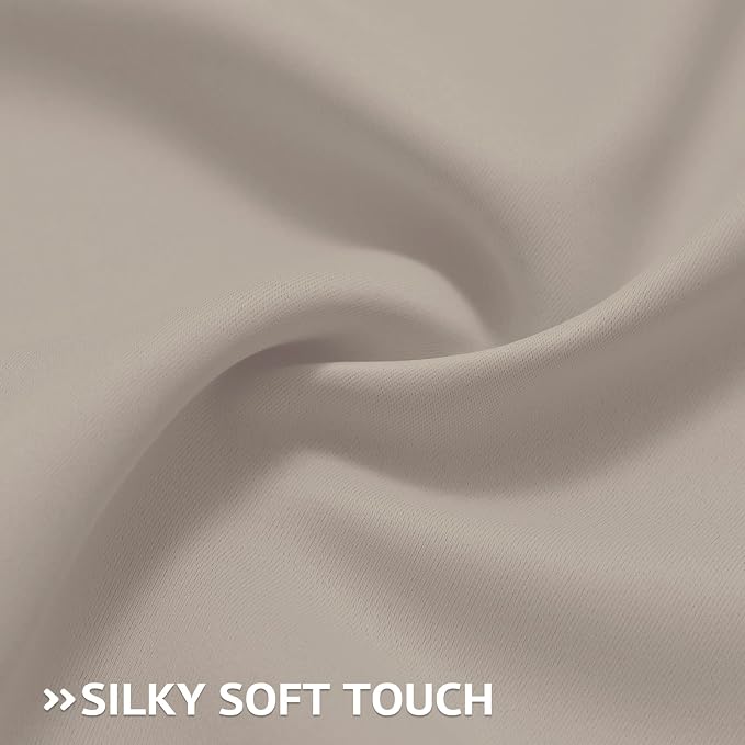 COSVIYA Grommet Room Darkening Natural Curtains 84 inch Long for Bedroom | Light Blocking Insulated Thermal Curtains for Living Room, Blackout Thick Polyester Window Drapes,52x84 inches, 2 Panels