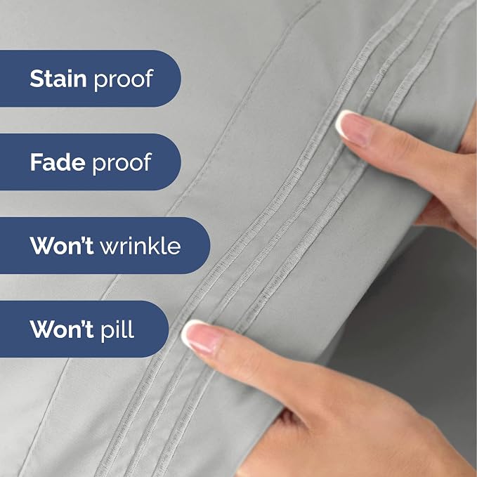Twin Size 3 Piece Sheet Set - Ultra Soft & Cooling Bed Sheets - Soft Grey | Fits 8 Inch to 16 inch Mattress, Wrinkle Free & Fade Resistant with Deep Pockets, Breathable, Comfy Hotel Luxury Bedding