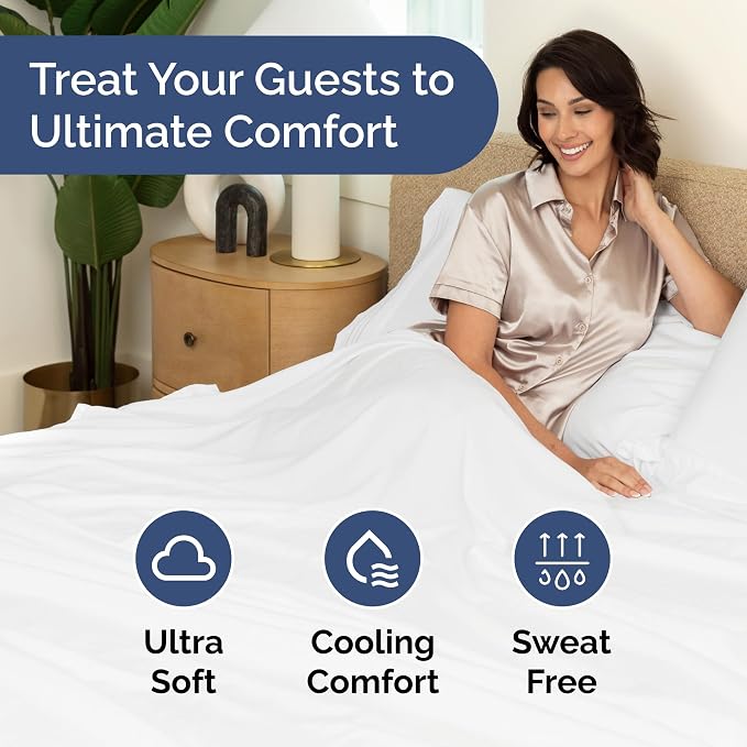 Bulk Case Pack of 20 Flat Sheets - Full Size Flat Sheets - White | Wholesale Bulk Flat Sheets for Hotels, Spas & Airbnbs, Soft, Cooling & Breathable, Wrinkle Free, Fade & Shrink Resistant