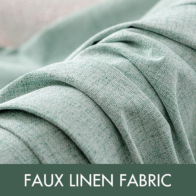 MIULEE 100% Blackout Linen Curtains for Bedroom 52x108 Inches Seafoam Green | Room Darkening, Light Blocking, Thermal Insulated, Grommet Top, Linen Textured, Window Curtains for Living Room, 2 Panels