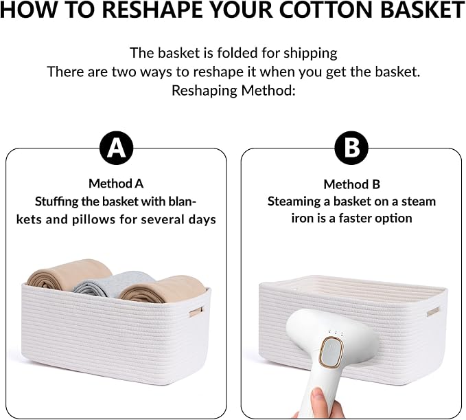 MiniArk Large Storage Baskets for Shelves, 17 x 13 x 7.5” Closet Organizers Bins for Clothes Blanket Towels, Baby Nursery, Toy Baskets Box, Woven Rope Baskets, 3 Packs Off White