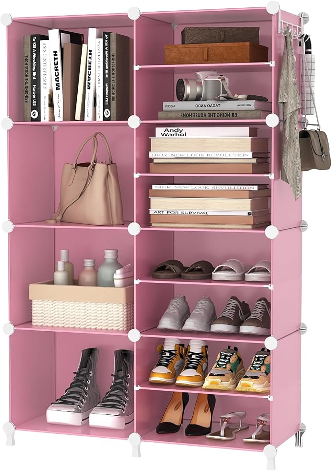 AWTATOS Closet Organizer 8 Cube Storage Shelves, Pink | Closet Storage, Clothes Organizers, Cubby Shelving for Closet Bedroom Living Room