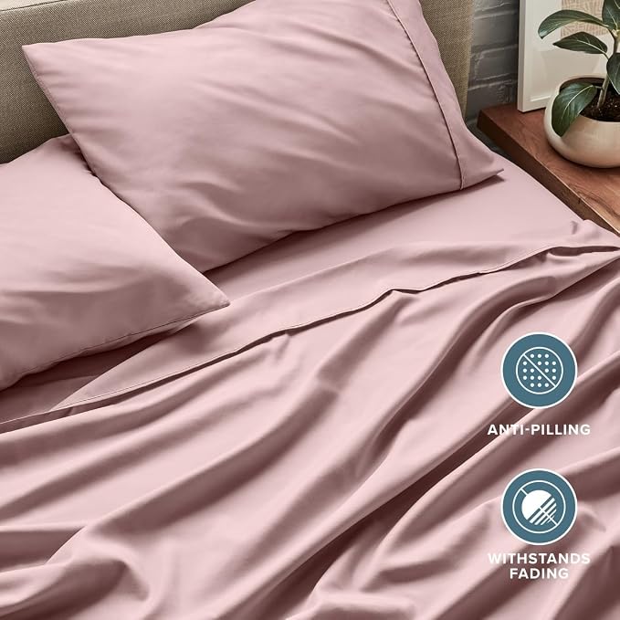 Bare Home Cal King Sheet Set - 1800 Ultra-Soft (California King, Mauve) | Deep Pockets 6 to 15 Inches, Breathable, Hypoallergenic, Hotel Luxury, Easy Fit, Soft, All-Season