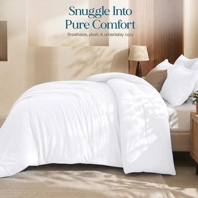 Queen Comforter Set 3 Piece White by Utopia Bedding, Comforters Queen Size, Bedding Comforters Sets, Down Alternative Soft Bed Set, 1 Comforter (88 x 88 inches) 2 Pillow Shams (20 x 26 inches)