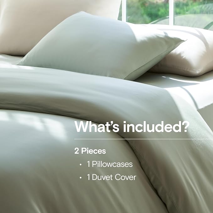 DOZ Duvet Cover Set, 100% Viscose derived from Bamboo, Organically Grown, Buttery Soft, Cooling Duvet Covers, High GSM, 1 Duvet Cover and 1 Pillowcase, 70"x90" (Sage, Twin/Twin XL)
