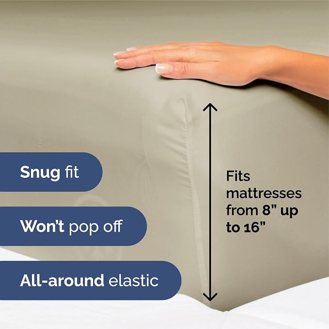 King Size 4 Piece Sheet Set - Ultra Soft & Cooling Sheets- Taupe | Fits 8 Inch to 16 inch Mattress, Wrinkle Free & Fade Resistant with Deep Pockets, Breathable, Comfy Hotel Luxury Bedding