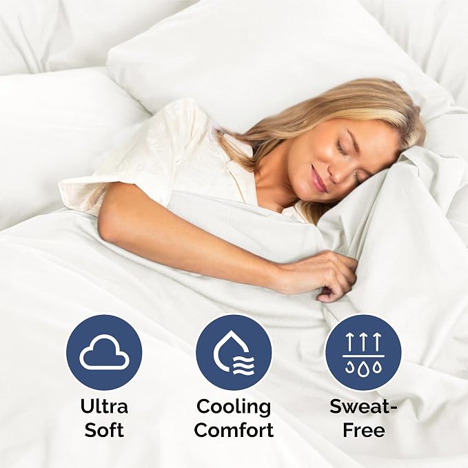 King Size 4 Piece Sheet Set - Ultra Soft & Cooling Sheets - Antique White | Fits 8 Inch to 16 inch Mattress, Wrinkle Free & Fade Resistant with Deep Pockets, Breathable, Comfy Hotel Luxury Bedding