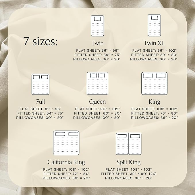 LuxClub 4 PC Full Size Sheet Set, Breathable Luxury Bed Sheets, Deep Pockets 18" Wrinkle Free Cooling Machine Washable Hotel Bedding (Striped Cream) | LuxClub Silky Fitted Sheet & Pillowcase Sets, Breathable Hotel Luxury Bedding for Mattress Wrinkle Fr...