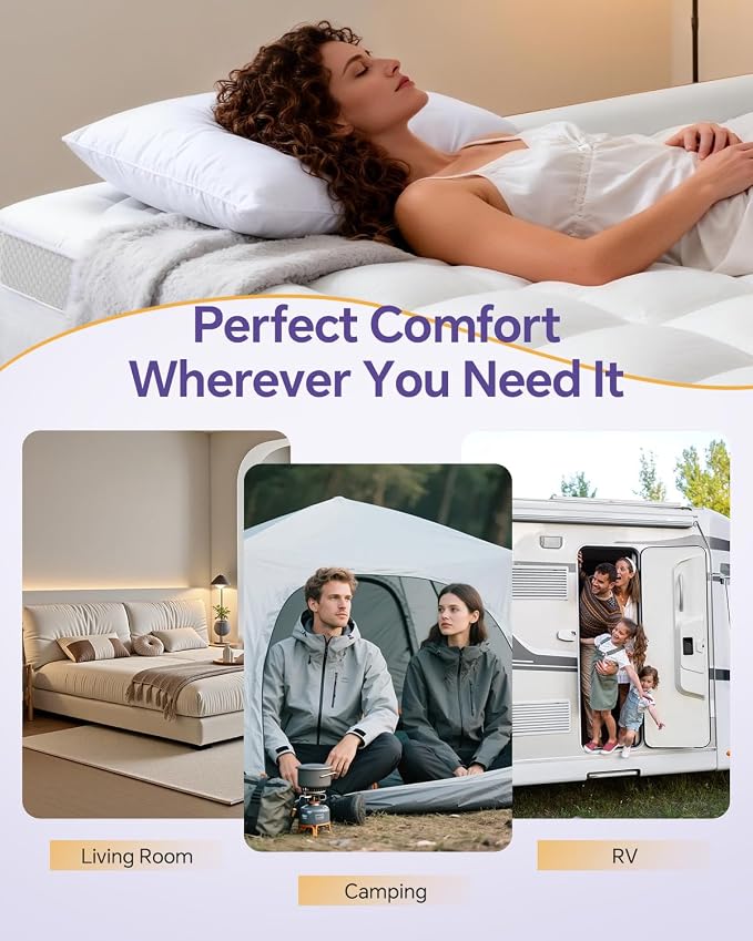Dorm Room Essentials Dual Layer 5 Inch Memory Foam Mattress Topper Twin XL | 3 Inch Gel Memory Foam and 2 Inch Pillow Top Mattress Pad for Back to School , 7-Zone Egg Crate & 2-in-1 Design (Cream)