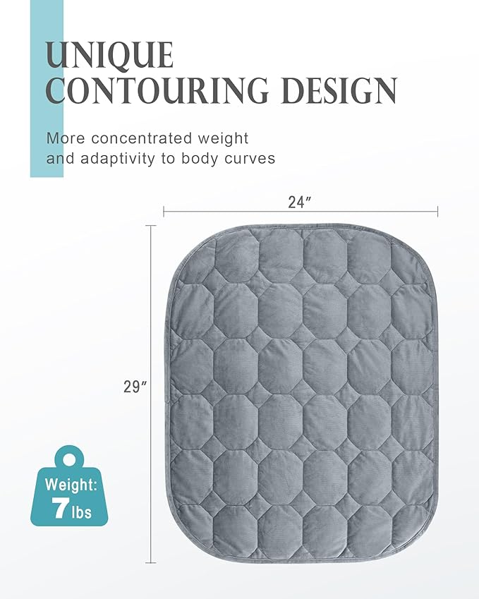 Cottonblue Small Weighted Lap Blanket Pad for Adults 7 lbs 24"x29", Travel | Cozy Luxury Crystal Velvet Weighted Blankets Throw, Portable Grey Blanket for Teens Sleeping Relaxation Napping All Season