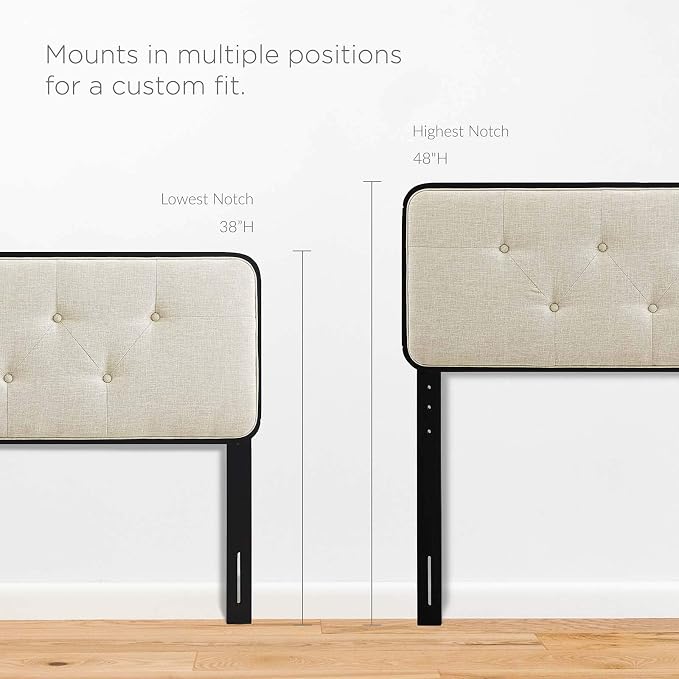 Modway MOD-6233-BLK-BEI Collins Tufted Full Fabric and Wood Headboard, Black Beige