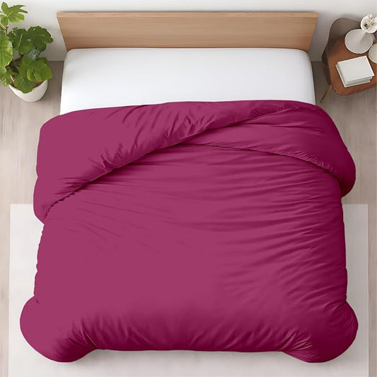 1 Pc Twin XL/Twin Duvet Cover Only-100% Egyptian Cotton 600 Thread Count Ultra Soft Premium Durable Comforter Cover Zipper Closure & Corner Ties - (Hot Pink, 68" X 90")