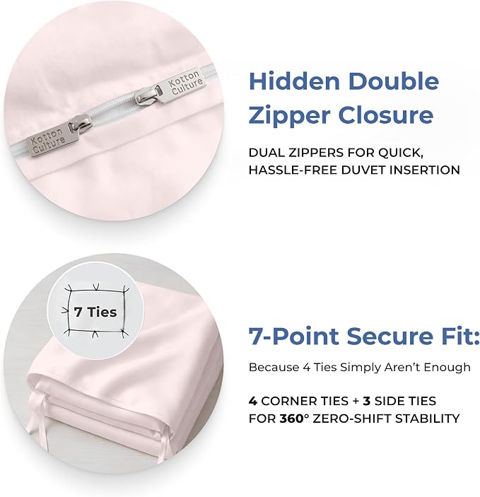 1 Pc Duvet Cover Queen Size/Full Size-100% Egyptian Cotton 600 Thread Count Ultra Soft Premium Durable Comforter Cover Zipper Closure & Corner Ties- (Pink Blush, 90" X 90")