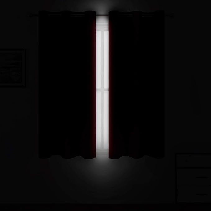 Red Blackout Curtains 42 x 54 Inch Length Set of 2 Panels Grommet Bedroom Curtains for Living Room