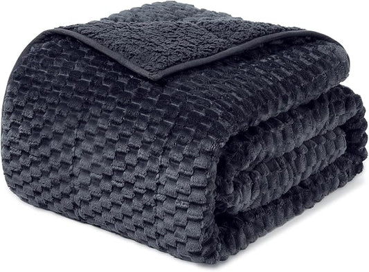 Drewin Weighted Blanket for Adults 60" x 80" 15lbs Fuzzy Blankets Dark Grey | Stress Relief & Better Sleep,Soft Jacquard Sherpa Fleece Heavy Blanket Queen Size, Machine Washable,for Napping & Relaxing