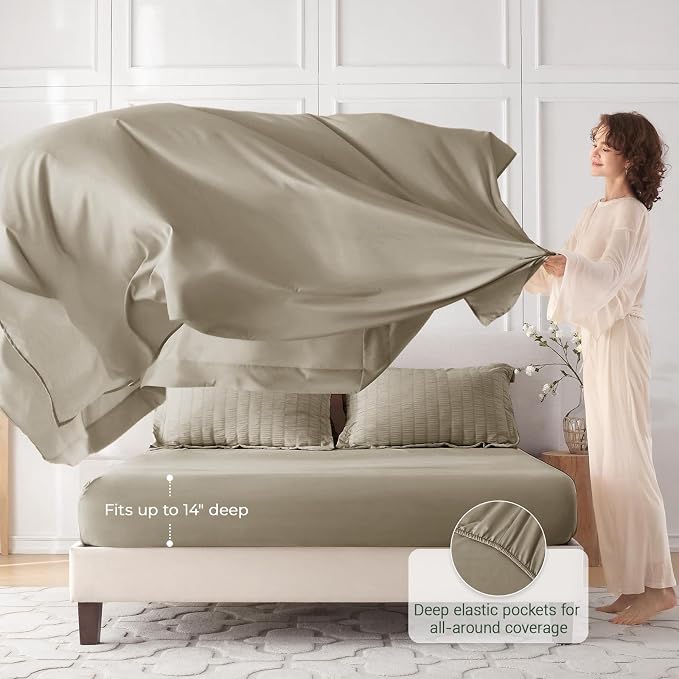 7 Pieces California King Comforter Set, Seersucker Bed in a Bag Cal King Size, All Season Luxury Bedding Set with Comforter, Flat Sheet, Fitted Sheet, Pillowcases & Shams, Linen