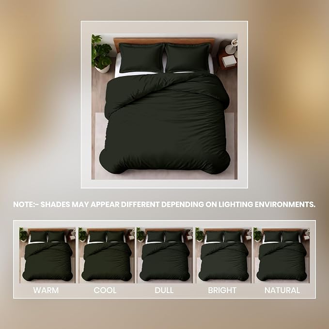 Kotton Culture 3 Pc 120" x 98" Duvet Cover Set Oversized King 100% Egyptian Cotton - 600 Thread Count Comforter Cover, Zipper Closure & Corner Ties - Fits Large King Inserts - Olive Green