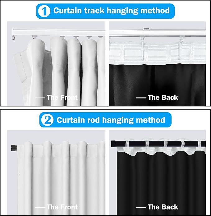MaKefeile Room Divider Curtains Total Blackout Privacy Curtain Panel Room Thermal Insulated Noise Reduction Curtains for Bedroom Window Living Room Ceiling Track Curtain W 15 ft × H 7 ft White