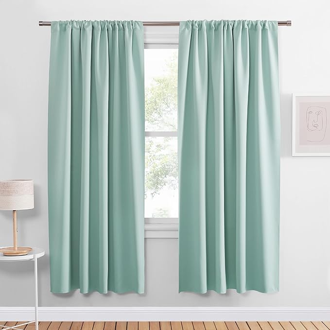Pony DACNE Aqua Blue Blackout Curtains for Bedroom 72 inch Long, Lights Blocking Rod Pocket Design Thermal Insulated Privacy Curtains Draperies for Guest Room Playroom, W 42 x L 72 inch, 2 Panels