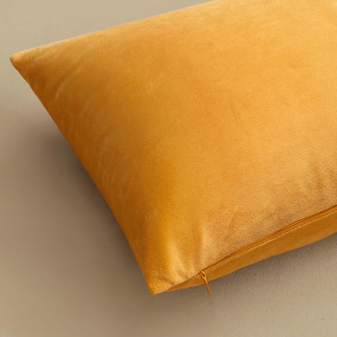 MIULEE Velvet Throw Pillow Covers 18x18 Inch Pack of 2 Gold | Soft Solid Decorative Pillow Covers, Modern Luxury Home Decor, for Couch Chair Sofa Bedroom Livingroom
