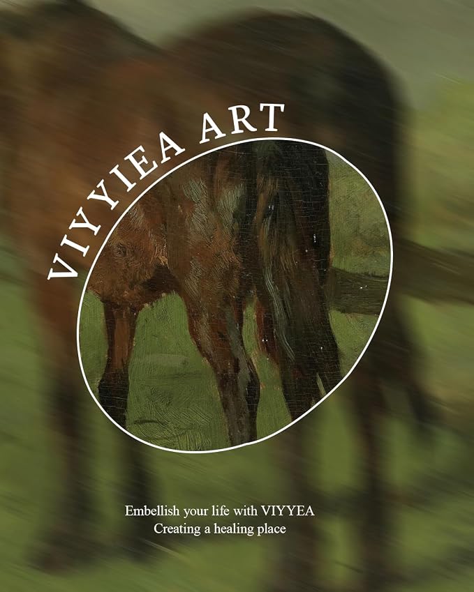 VIYYIEA Vintage Gold Framed Wall Art for Living Room, Horse Canvas Prints Home Decor, Oil Painting Picture, Bedroom Wall Decor Gifts for Friends or Family -【Horse】-(16L x 12W)