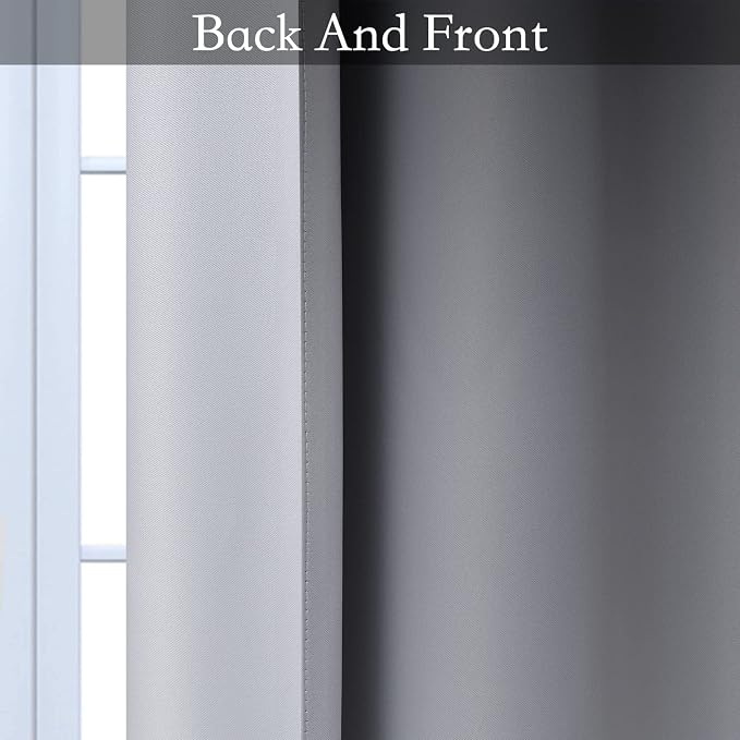 SimpleHome Black to Grey White Ombre Room Darkening Curtains 63 Inch | Curtains for Living Room,Light Blocking Thick Thermal Insulated Grommet Window Curtains Drapes for Bedroom, 2 Panels,42Wx63L