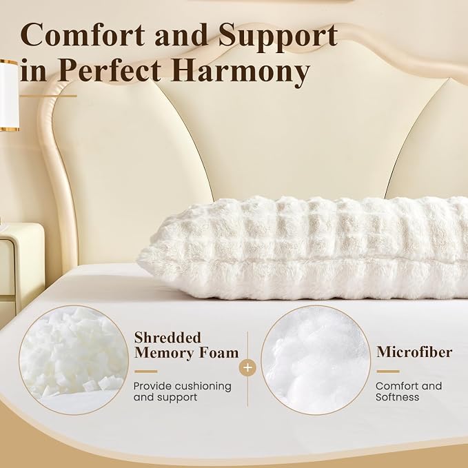 SHOUREN Large Body Pillow,Long Bed Pillow for Adults,20x54in | plush ultra-soft,medium firmness for side sleepers,multiple application