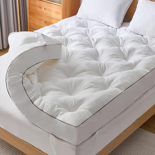 WhatsBedding 4 Inch Memory Foam Mattress Topper Queen for Back Pain Relief, Filled with Breathable Gel Memory Foam, Supportive Pillow Top Mattress Topper