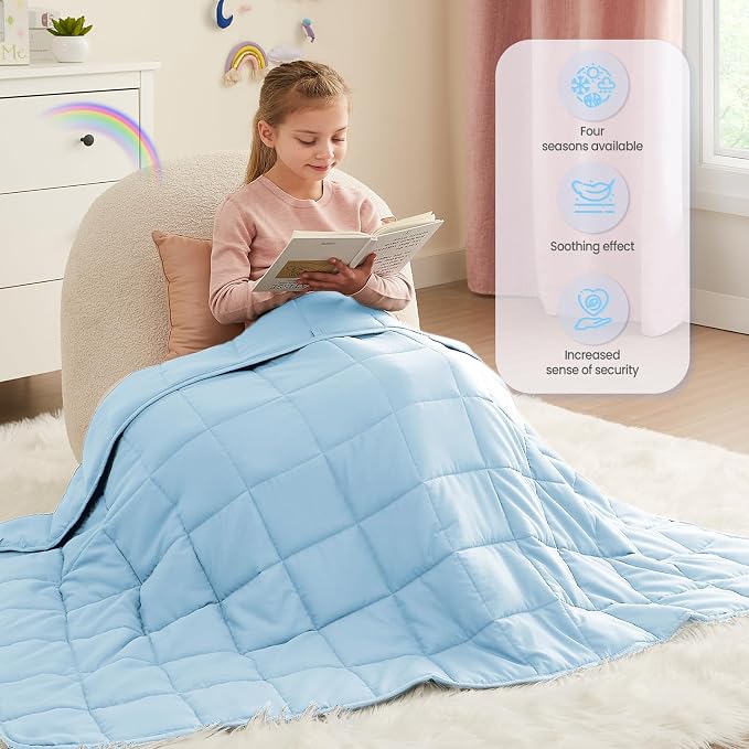 Weighted Blanket - 3 lbs Lightblue Heavy Blanket - Small Size Breathable Lap Blanket(36"x48", 3 lbs)