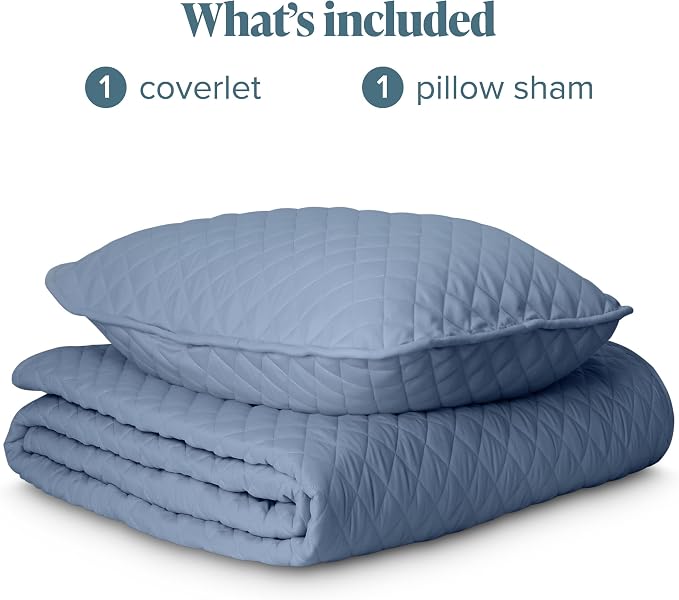 Bare Home Coverlet Set - Twin/Twin Extra Long - Lightweight Bed Decor - Comforter Alternative - All-Season Quilted Bedspread (Twin/Twin XL, Coronet Blue)