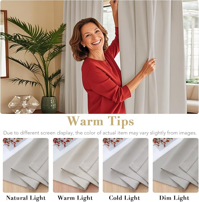 H.VERSAILTEX Blackout Curtains Thermal Insulated Window Treatment Panels Room Darkening Blackout Drapes for Living Room Back Tab/Rod Pocket Bedroom Draperies, 52 x 72 Inch, Stone, 2 Panels