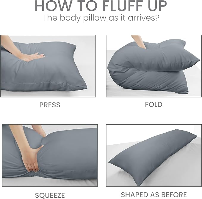 Utopia Bedding Full Body Pillow for Adults (Grey, 20 x 54 Inch), Long Pillow Insert for Sleeping, Ideal for Side Sleepers (Pack of 3)