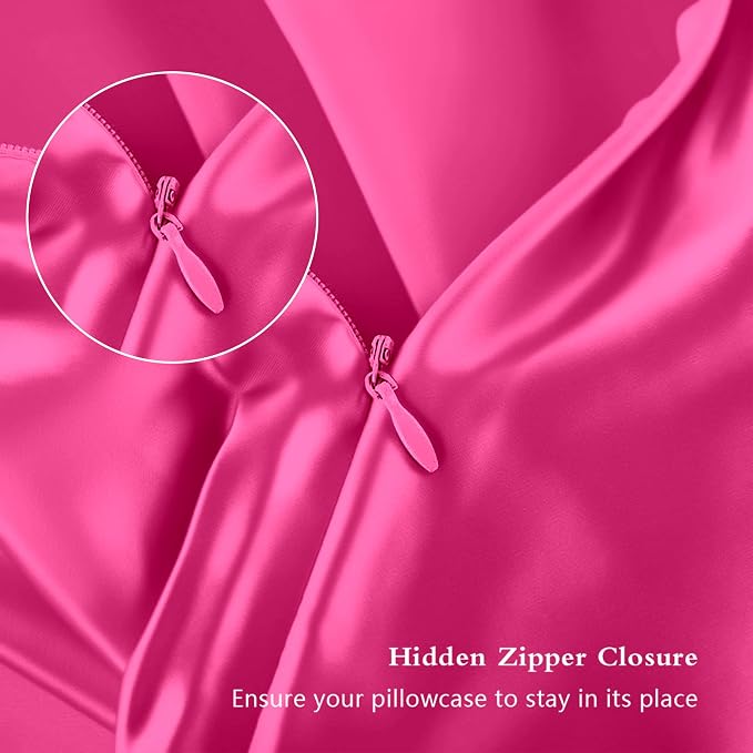 Silk Pillowcase 2 Pack, Mulberry Silk Pillow Cases Queen Size Set of 2, Anti Acne Silk Pillowcase for Hair and Skin, Natural Silk Satin Pillowcases Gifts for Women Men 2 Pack with Zipper,Hot Pink